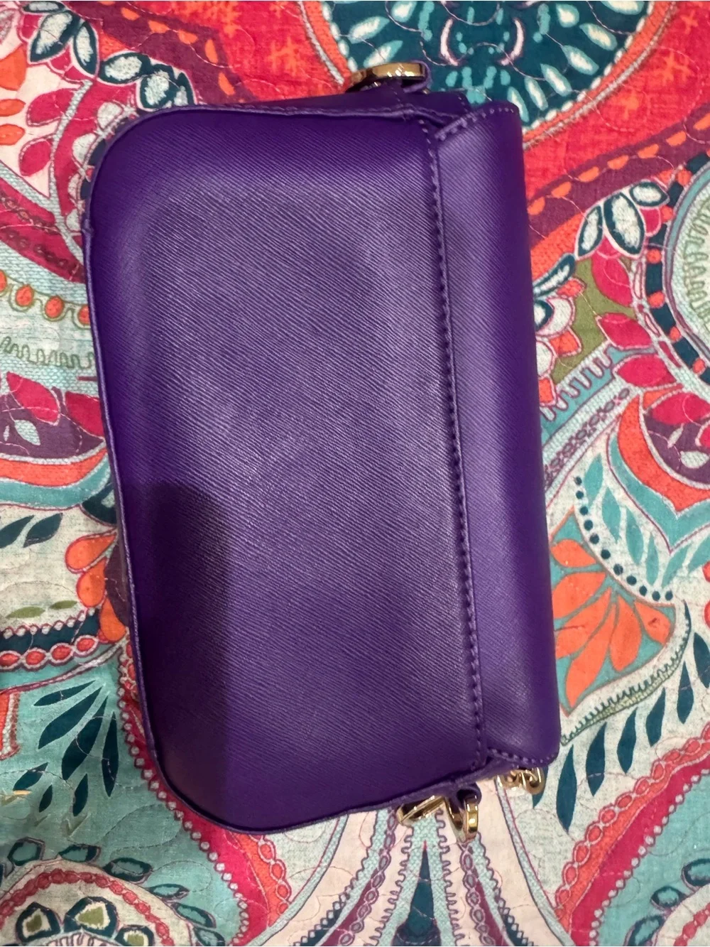 Tory Burch Purple Saffiano Leather Chain Strap Crossbody